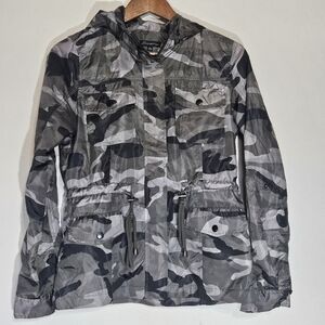 Shinestar Camo Rain Coat Womens Small Grey Windbreaker